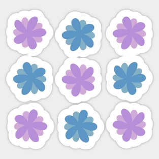 Cute Daisy Flowers - digital lavender and tranquil blue Sticker